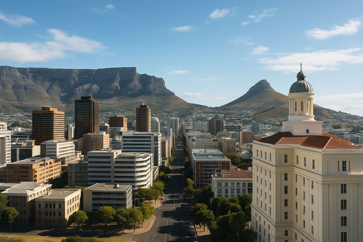 Modern Cape Town cityscape with Table Mountain